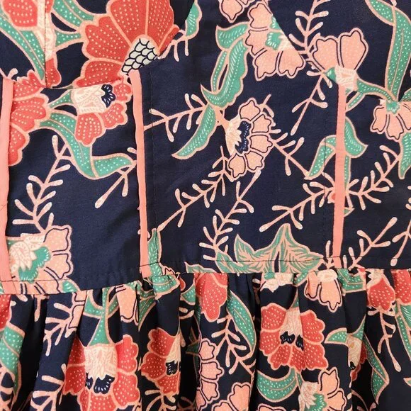 Band Of Gypsies Floral Bustier Mini Dress Navy Coral Boho Cottagecore Cute - Picture 5 of 12